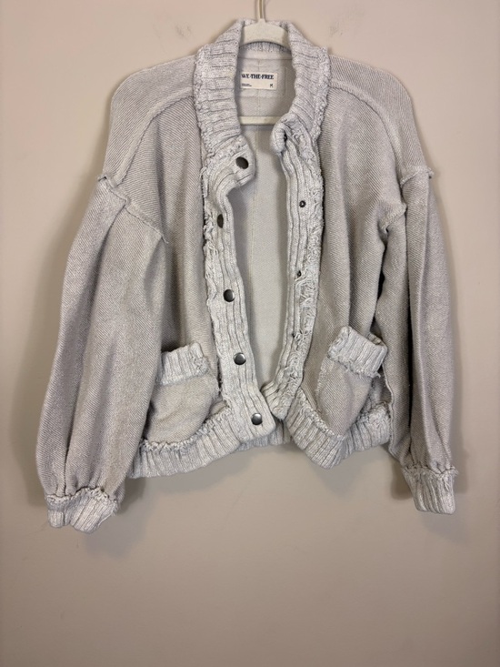 Free People Jackets & Blazers - Free People We The Free Light Cream Button-Front Knit Bomber Jacket Medium